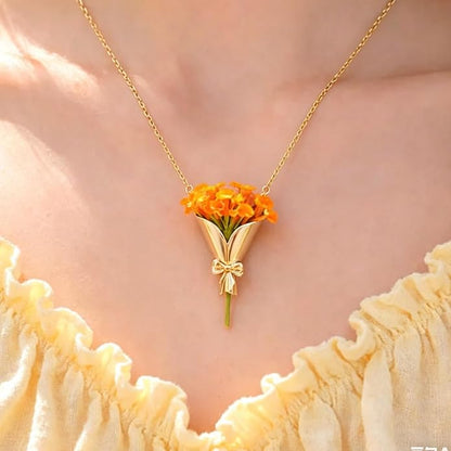 MODRSA DIY Bouquet Gold Necklace Wearable Mini Vase Jewelry Collection Chain - Image 2
