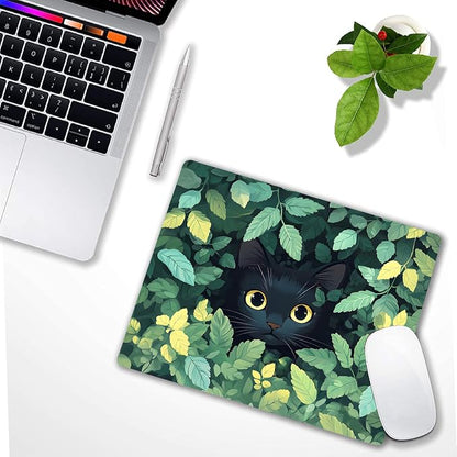 Green Flowers Black Cat Custom Mouse Pad - Image 6