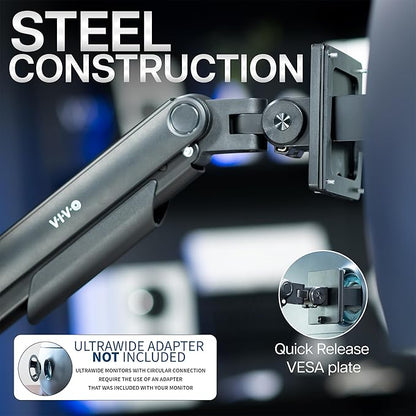 VIVO Heavy Duty Aluminum Ultrawide Monitor Tension Arm - Image 6