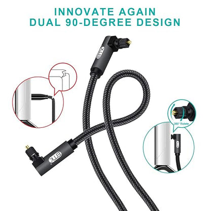 EMK 【Upgraded】 Double 90 Degree Optical Audio Cable Free-Rotating Toslink Plug - Image 3