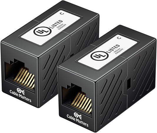 Cable Matters 2-Pack 10Gbps Cat 6 Ethernet Coupler in Black, Compatible by CableMatters