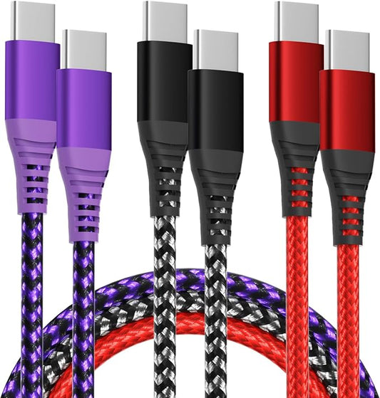 USB C to USB C Cable 60W, Nylon Braided Type-C Charger Cable Fast Charging by MPATIBY