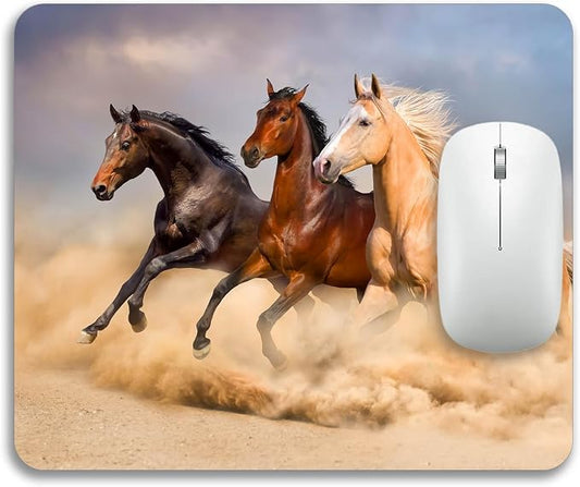 Running Horse in Sand Rectangle Mouse Pad Mat Non-Slip Rubber Base Mousepad - Image 2