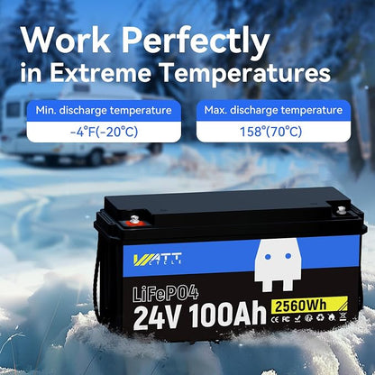 Lifepo4 Battery 100AH 24V Lithium Battery Built-in 100A BMS, Solar System Home - Image 3