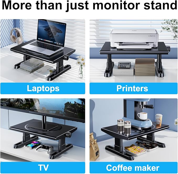 Monitor Stand Riser for Desk, 360°Rotation Freely Height Adjustable by Knob - Image 6