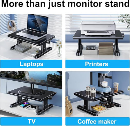 Monitor Stand Riser for Desk, 360°Rotation Freely Height Adjustable by Knob - Image 6