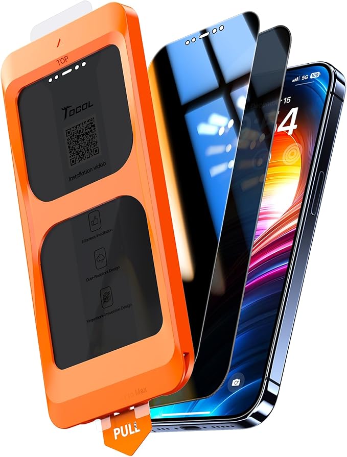 TOCOL for iPhone 12 Pro Max Privacy Screen Protector 9H+ Hardness Tempered by TOCOL