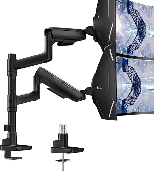 Vertical Dual Monitor Mount for 17-49 Inch Ultrawide Heavy Duty Curved Screen by ARESWING