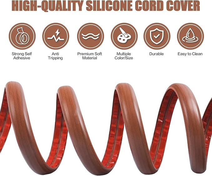 Floor Cord Cover Self Adhesive Cord Hider, 3.3FT Cable Management, Extension - Image 3