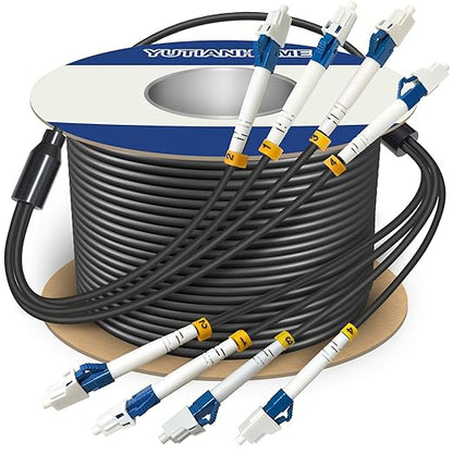 50 Meters 4 Core Industrial TPU LC to LC Outdoor Armored Fiber Optic Cable by YUTIANHOME