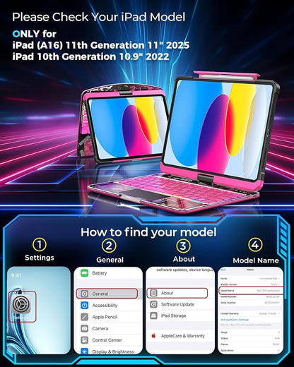 SIBEITU Keyboard Case for iPad A16 11th Gen 11" 2025 & 10th Gen 10.9" 2022 - Image 2