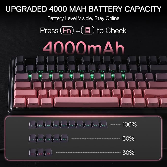 Redragon K728 PRO 80% Wireless Gasket Gaming Keyboard, 3-Mode 87 Keys TKL - Image 8