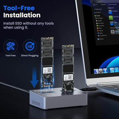M.2 NVME/SATA Duplicator, Coolpie CR121 Dual-Bay Offline Clone M.2 NVME/SATA - Image 7