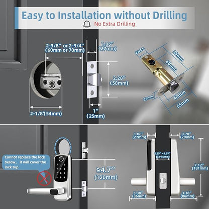 Smart Lock with Handle Set, Biometric Fingerprint Keyless Entry Deadbolt - Image 6