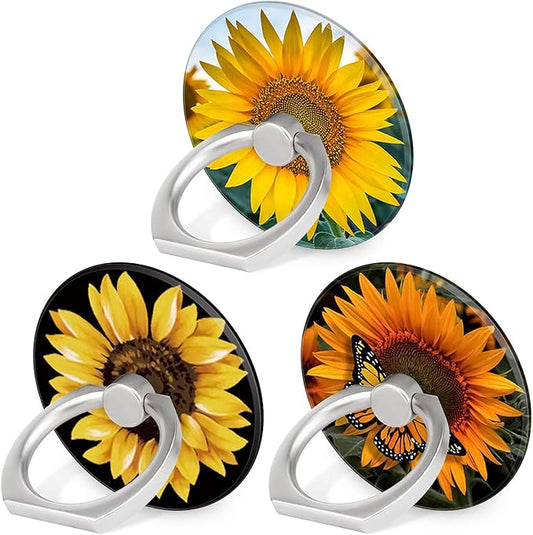 Bonoma Cell Phone Ring Holder Stand, 3 Pack Sunflowers 360 Rotation Universal by Bonoma
