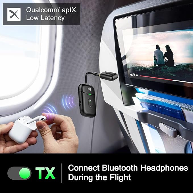 Airplane Bluetooth 5.4 Transmitter Adapter, Supports 2 AirPods/Headphones - Image 3