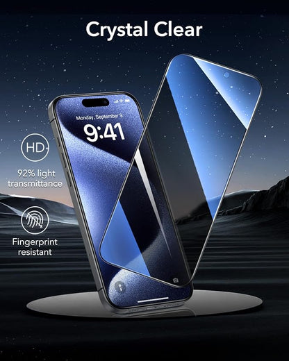 ESR 3 Pack 9H+ Glass for iPhone 15 Pro Max Privacy Screen Protector, Armorite - Image 9