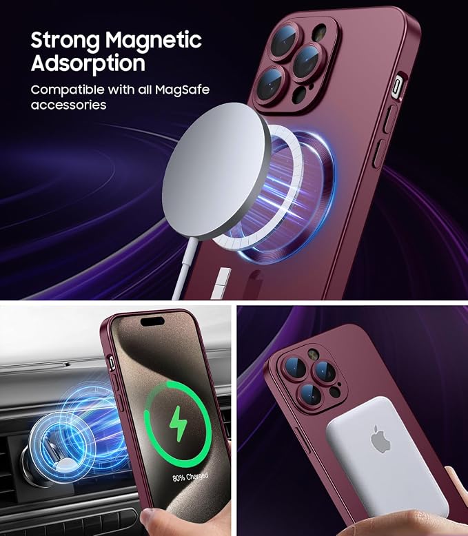Magnetic for iPhone 15 Pro Case Slim Soft Silicone Bumper Shockproof Metallic - Image 2