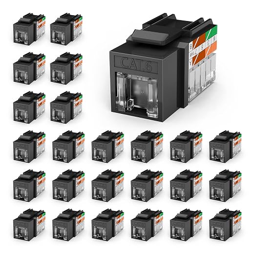 VCELINK RJ45 Cat 6 Keystone Jacks 25-Pack, Dust-Proof Keystone Jacks, 90-Degree by VCELINK