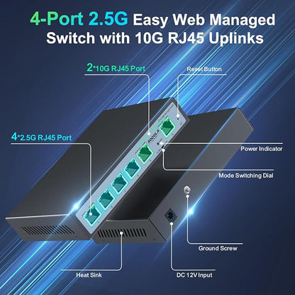 SODOLA 2.5Gb Easy Web Managed Switch, 2x10GBase-T Ports and 4x2.5GBase-T Ports - Image 2