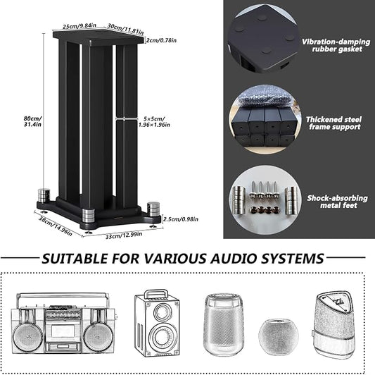 A Pair of Speaker Stands, Bookshelf Speaker Stand Steel Frame Support - Image 2