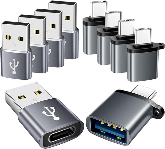 USB to USB C Adapter 10 Pack, USBC to USB Adapter, USBA to USBC Adapter by AiNEERich