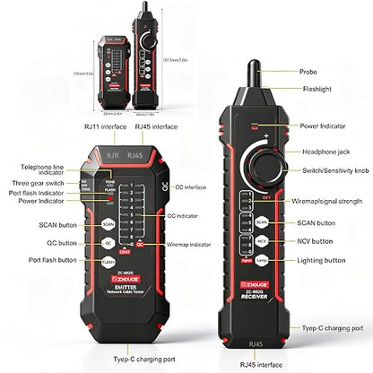 Network Cable Tester, RJ45/RJ11 Wire Tracer and Line Finder, Tone Generator - Image 9