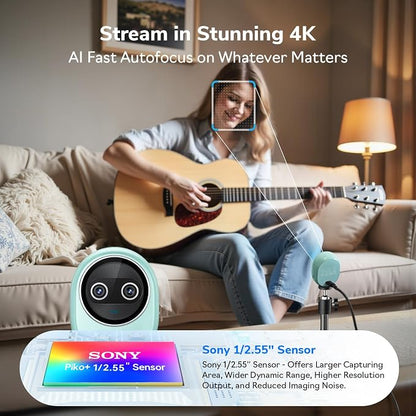 EMEET Piko+ Webcam 4K, World's 1st Dual-Camera AI-Powered 4K Camera, 1/2.55'' - Image 3