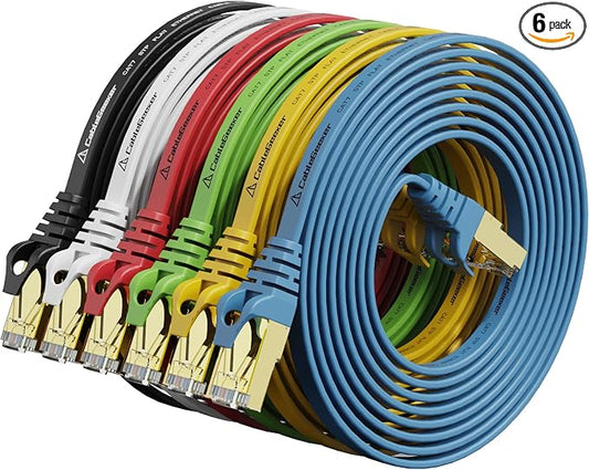 Cat 7 Ethernet Cable 7 ft 6 Pack Cat7 Flat Shielded Ethernet Patch Cables by CableGeeker