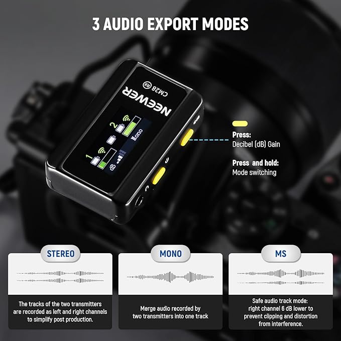 NEEWER CM28 Wireless Lavalier Microphone System, 1 Click Noise Canceling - Image 3