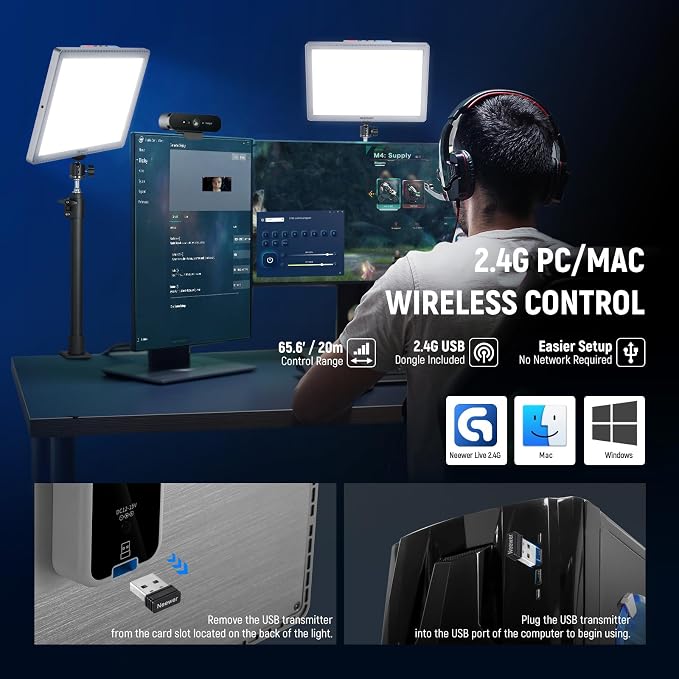 NEEWER GL1 PRO 15.5" Key Light Streaming Light, Video Light - Image 4