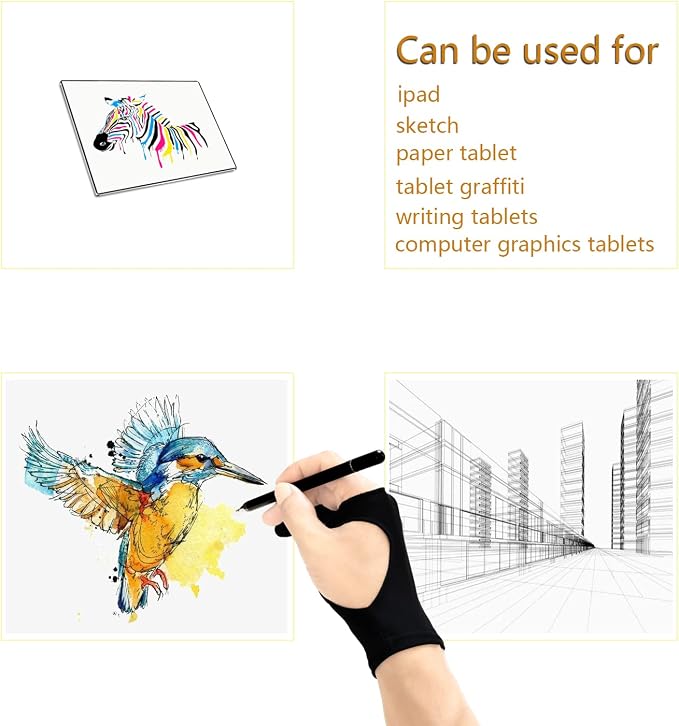 SPBMY Drawing Glove 2 Pack, Two-Finger Artist Glove - Image 3