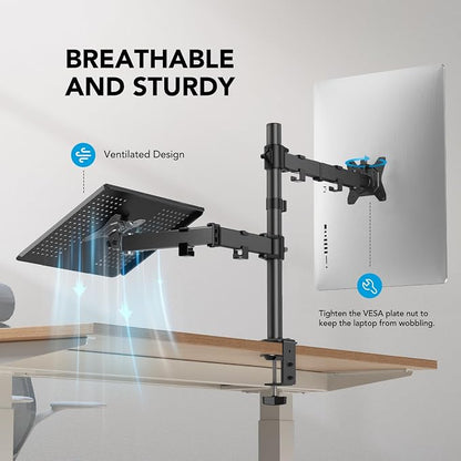 HUANUO Adjustable Monitor Stand, Single Arm Desk Mount - Image 5