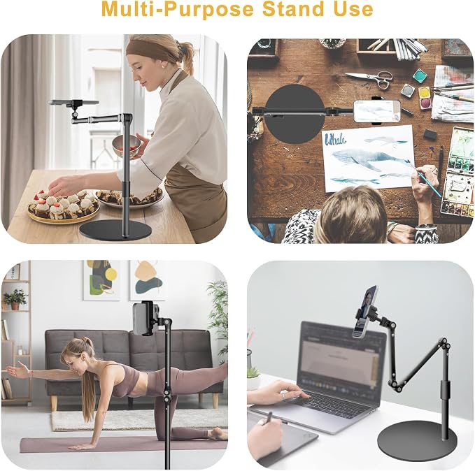 Overhead Phone Mount for Desk, Heavy Duty Rotatable Stand for Video Recording - Image 7
