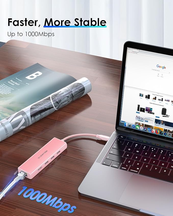 LENTION USB C Hub with 1000Mbps Ethernet Adapter, 4K HDMI, 3 USB 3.0 Port - Image 5