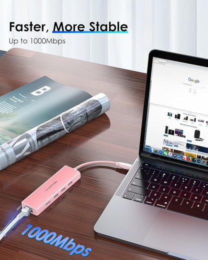 LENTION USB C Hub with Gigabit Ethernet Adapter, 4K HDMI, 3 USB 3.0 Port - Image 4