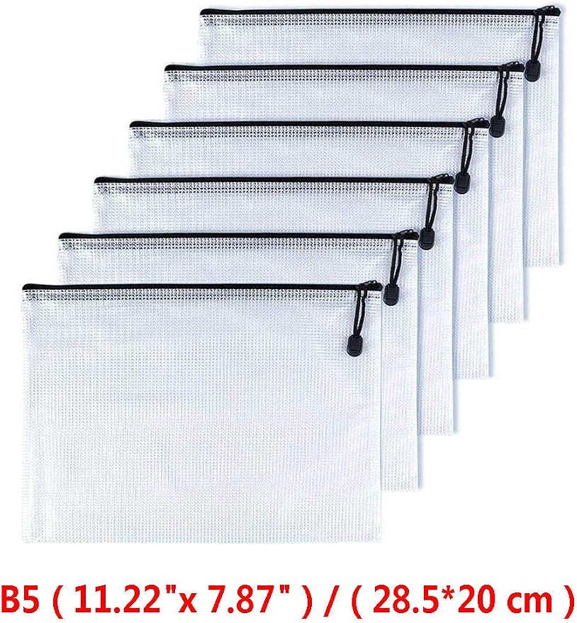 Oaimyy-B5 Plastic Mesh Zipper Pouch Document Folders Bag & Zip File Folders - Image 2
