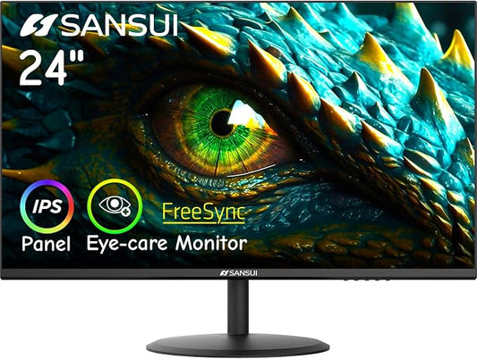 SANSUI Computer Monitor 24 inch IPS Eye Care 1080P Display HDMI, VGA Ports by SANSUI
