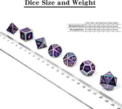 Purple Metal Dice Set D&D, DNDND 7 Die Enamel Polyhedral DND Dice Set - Image 5