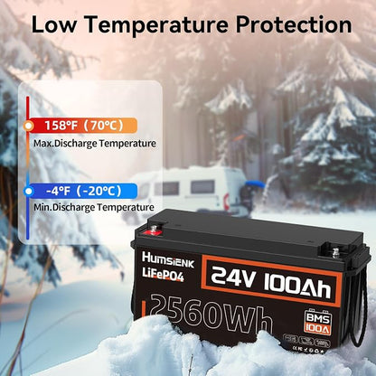 24V Lithium Battery 100Ah LiFePO4 Batterys 2 PCS, Built-in 100A BMS - Image 7
