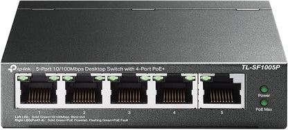 TP-Link TL-SF1005P | 5 Fast Ethernet PoE Switch | 4 PoE+ 10/100 Mbps Ports @67W by TP-Link