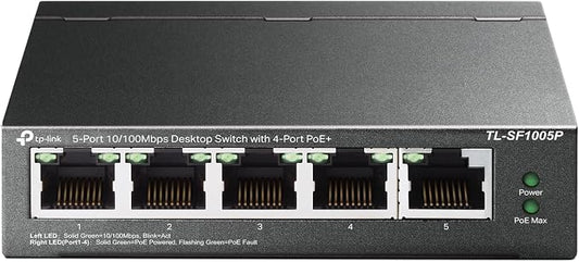 TP-Link TL-SF1005P | 5 Fast Ethernet PoE Switch | 4 PoE+ 10/100 Mbps Ports @67W by TP-Link