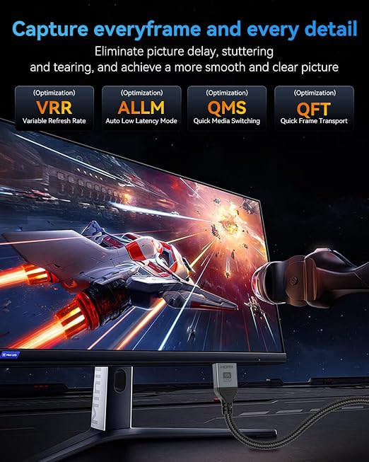 16K 8K HDMI Cable 96Gbps 3.3 FT, Ultra High Speed HDMI 2.2 Cable 16K@60Hz - Image 4