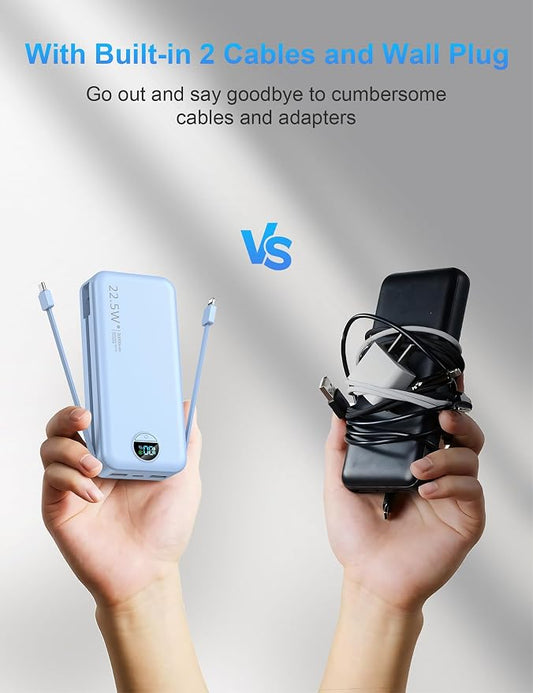 Portable Charger with Wall Plug, 20000mAh USB C Power Bank Fast Charging - Image 2