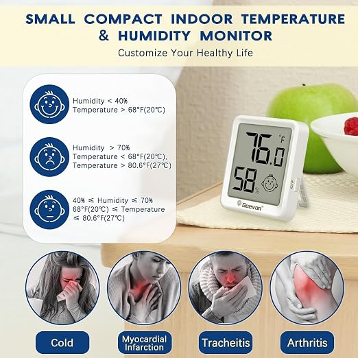 Geevon 6 Pack Mini Digital Hygrometer Gauge Indoor Thermometer – LCD Monitor - Image 3
