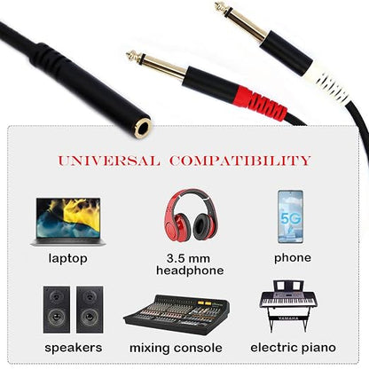 3.5mm to 1/4 Adapter Cable, 3.5mm TRS Female to Dual 1/4 inch TS Male Y - Image 3