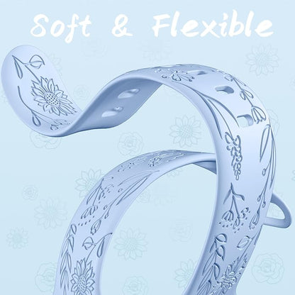 SNBLK 6 Pack Floral Engraved Bands Compatible - Image 5