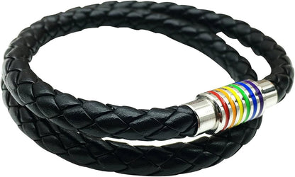 Nanafast Titanium Stainless Steel Rainbow LGBT Pride Bracelet Handmade Braided - Image 2