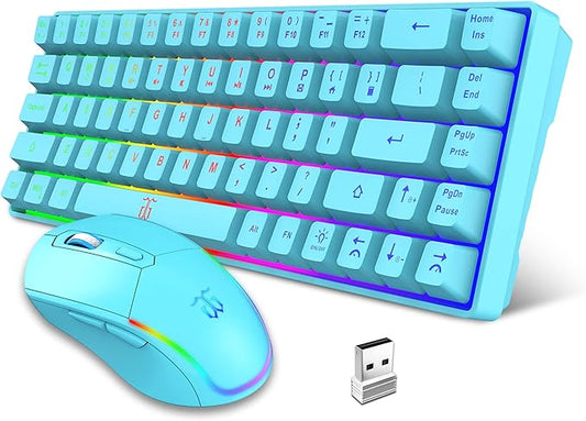 Snpurdiri 60% Wireless Gaming Keyboard and Mouse Combo, LED Backlit by Snpurdiri