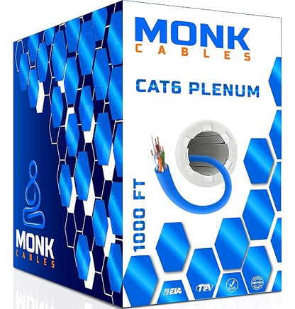 MONK CABLES | CAT6 Plenum Cable 1000ft | UTP, 550MHz | DSX-8000 Certified | by MONKCABLES